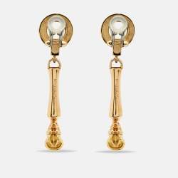 Pre Owned Burberry Two Tone Metal Earrings