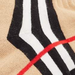 Pre Owned Burberry Archive Beige Check Intarsia Knit Socks XL