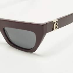 Pre Owned Burberry Burgundy/Grey B 4405 Frame Cat Eye Sunglasses