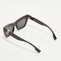 Pre Owned Burberry Burgundy/Grey B 4405 Frame Cat Eye Sunglasses