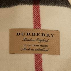 Pre Owned وشاح بربري كشمير أبيض بشيك أيقونة عملاقة