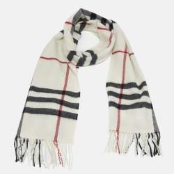 Pre Owned وشاح بربري كشمير أبيض بشيك أيقونة عملاقة