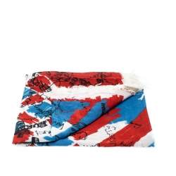 Burberry Colorblock Doodle Print Check Cotton Silk Square Scarf