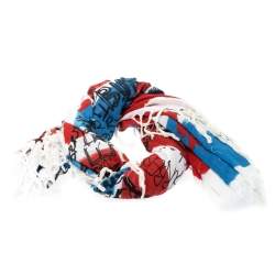 Burberry Colorblock Doodle Print Check Cotton Silk Square Scarf