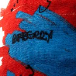 Burberry Colorblock Doodle Print Check Cotton Silk Square Scarf