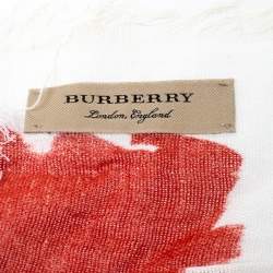 Burberry Colorblock Doodle Print Check Cotton Silk Square Scarf