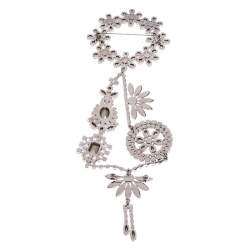 مملوكة مسبقًا Burberry Silver Tone Daisy Wreath Crystal Brooch