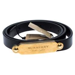 Burberry Black Leather Reese Slim Belt 95CM