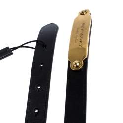 Pre Owned Burberry Black Leather Reese Slim Belt 90CM