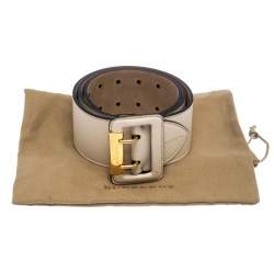 Pre Owned Burberry Beige Leather Cecile Waist Belt 95CM