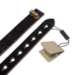 مملوكة مسبقًا Burberry Black Crackled Patent Leather Ashmore Belt 85CM