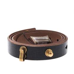 مملوكة مسبقًا Burberry Black Crackled Patent Leather Ashmore Belt 85CM