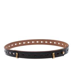 مملوكة مسبقًا Burberry Black Crackled Patent Leather Ashmore Belt 85CM