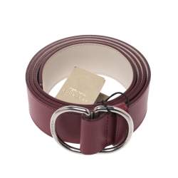 Pre Owned حزام بربري حلقة D مزدوجة جلد عنابي 120 سم