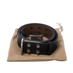 Pre Owned Burberry Black Leather Seth Belt 85CM