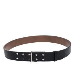 Pre Owned Burberry Black Leather Seth Belt 85CM
