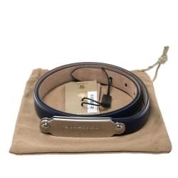 مملوكة مسبقًا Burberry Blue Leather Reese Slim Belt 85CM