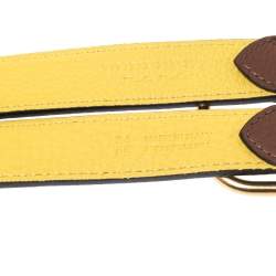 Burberry Brown/Yellow Leather Lynton Double Strap Belt 85CM