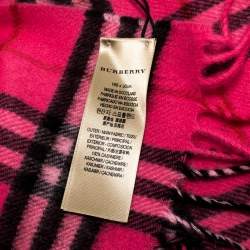 مملوكة مسبقًا Burberry Bright Pink Classic Vintage Check Cashmere Scarf