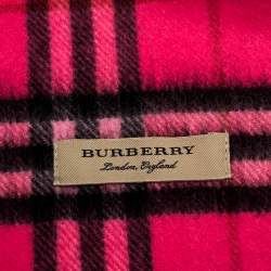 مملوكة مسبقًا Burberry Bright Pink Classic Vintage Check Cashmere Scarf