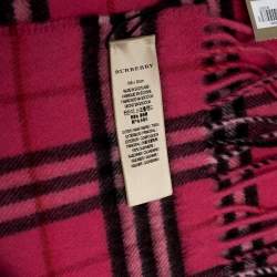 مملوكة مسبقًا Burberry Bright Pink Classic Vintage Check Cashmere Scarf