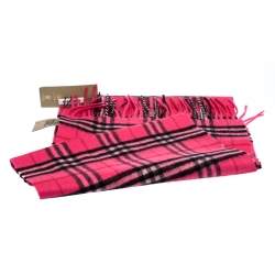 مملوكة مسبقًا Burberry Bright Pink Classic Vintage Check Cashmere Scarf