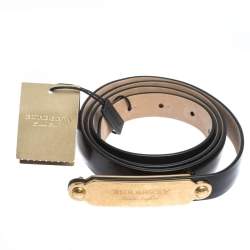 مملوكة مسبقًا Burberry Black Leather Slim Reese Belt 100CM