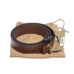 Pre Owned Burberry Brown Leather Ashmore Belt 80CM