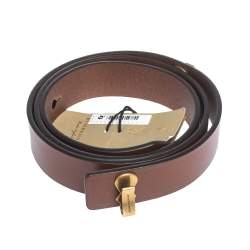 Pre Owned Burberry Brown Leather Ashmore Belt 80CM