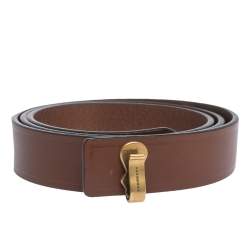 Pre Owned Burberry Brown Leather Ashmore Belt 80CM