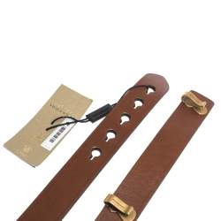 Pre Owned Burberry Brown Leather Ashmore Belt 80CM