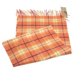 Pre Owned Burberry Orange Classic Vintage Check Cashmere Scarf