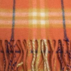 Pre Owned Burberry Orange Classic Vintage Check Cashmere Scarf