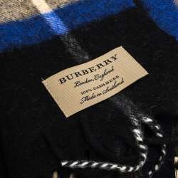 Pre Owned وشاح بربري كشمير كاروهات ذا كلاسيك كوبالت فاتح