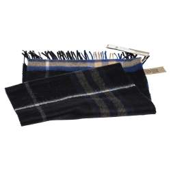 Pre Owned وشاح بربري كشمير كاروهات ذا كلاسيك كوبالت فاتح