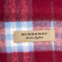 Pre Owned Burberry Damson Pink Vintage Check Cashmere Scarf