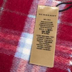 Pre Owned Burberry Damson Pink Vintage Check Cashmere Scarf
