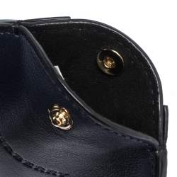 Pre Owned Burberry Blue/Black Leather Ladybug Coin Purse