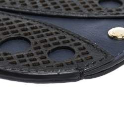 Pre Owned Burberry Blue/Black Leather Ladybug Coin Purse