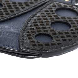 Pre Owned Burberry Blue/Black Leather Ladybug Coin Purse