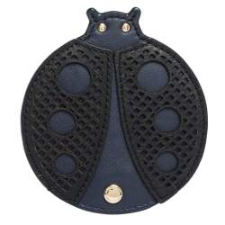 Pre Owned Burberry Blue/Black Leather Ladybug Coin Purse