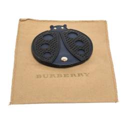 Pre Owned Burberry Blue/Black Leather Ladybug Coin Purse