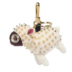 مملوكة مسبقًا دلاية حقيبة / ميدالية مفاتيح بربري خروف ويندي مرصعة كشمير كريمية