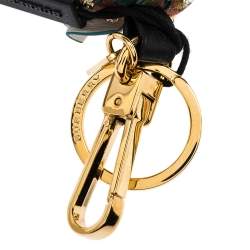 Burberry Multicolor Cashmere and Leather Seahorse Crystal Key Ring / Bag Charm