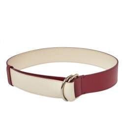 Burberry Wine Red/Ivory Leather Double D Ring Reversible Belt S