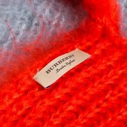 Pre Owned Burberry Color Block Mohair Silk Blend Scarf