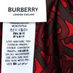 Pre Owned Burberry Crimson Red Logo Monogram Silk Hair Scarf