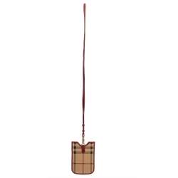 Pre Owned Burberry Beige/Red Nova Check PVC and Leather Phone Holder