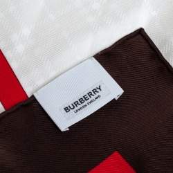 Burberry White Archive Society Print Silk Square Scarf