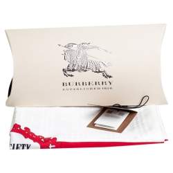 Burberry White Archive Society Print Silk Square Scarf